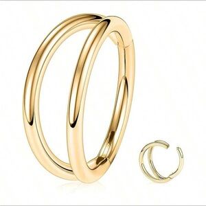 ✨ Gold-Tone Double Hoop Statement Earring for Single Piercing – Trendy & Chic